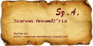 Szarvas Annamária névjegykártya