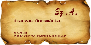 Szarvas Annamária névjegykártya